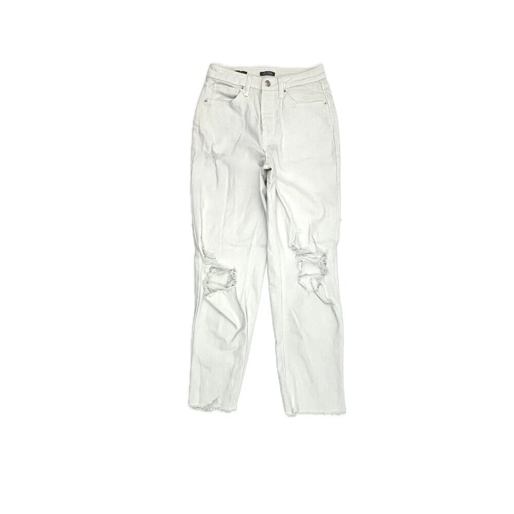 Wild Fable High Rise Slim Straight Distressed Raw Hem Women's size 4 White Jeans